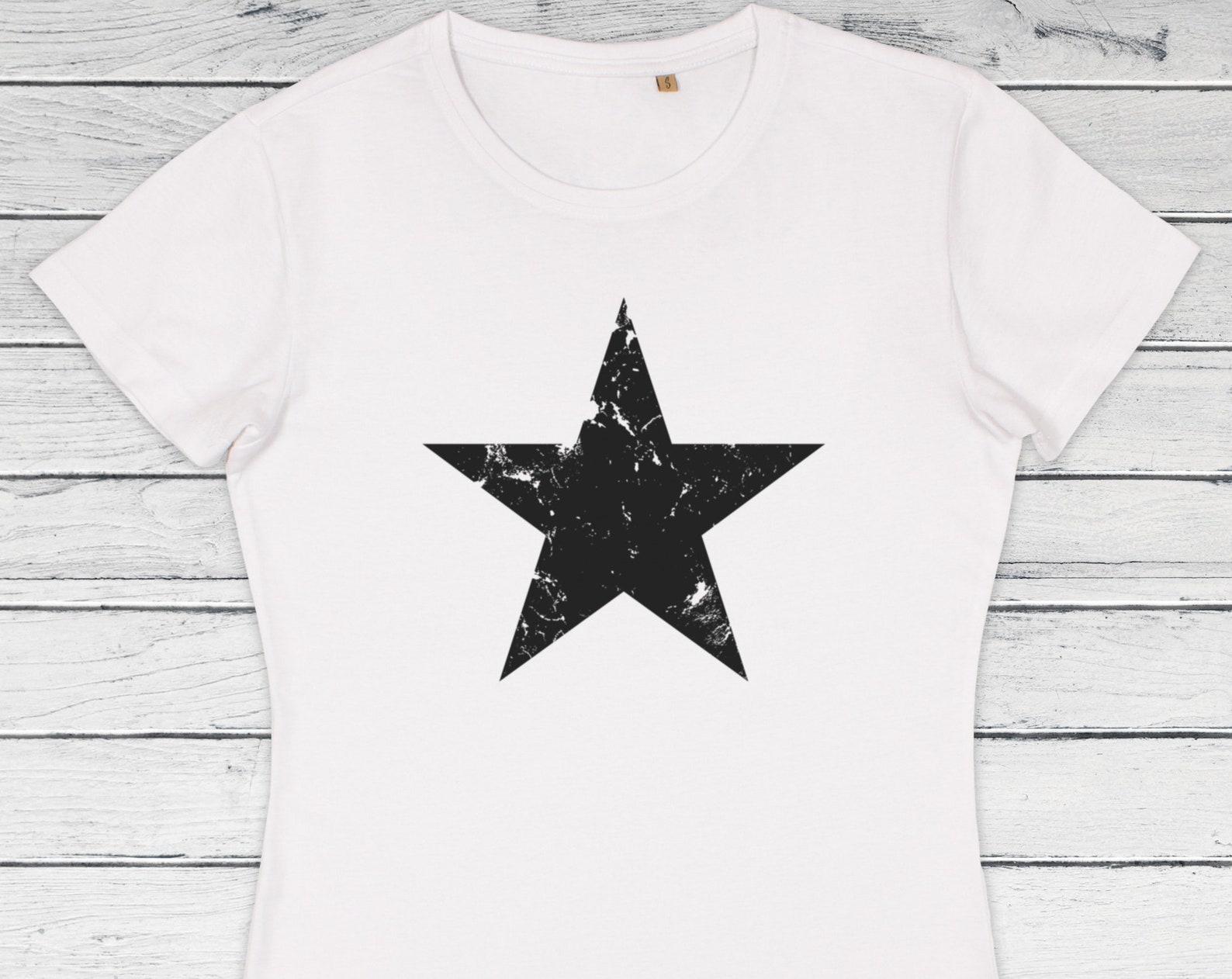 Distressed Star Organic Cotton T-Shirt, Retro Screen Print XL