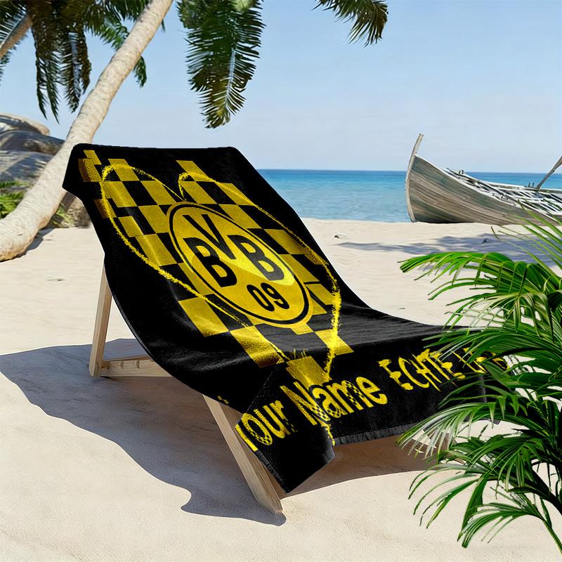 Asciugamano da Spiaggia con Stampa BVB Nome Personalizzabile, Grande Morbido Asciugamano ad Asciugatura Rapida per Spiaggia Campeggio Nuoto -HE193