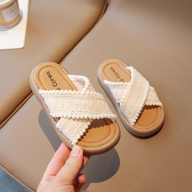 2026New Summer Girls' Slippers Bohemian Style Children's Baby Shoes Open-Toe Non-Slip Toddler Sandals
