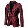 Men's Court Style Dark Grain Design Fashion One Button With Slim Suit
