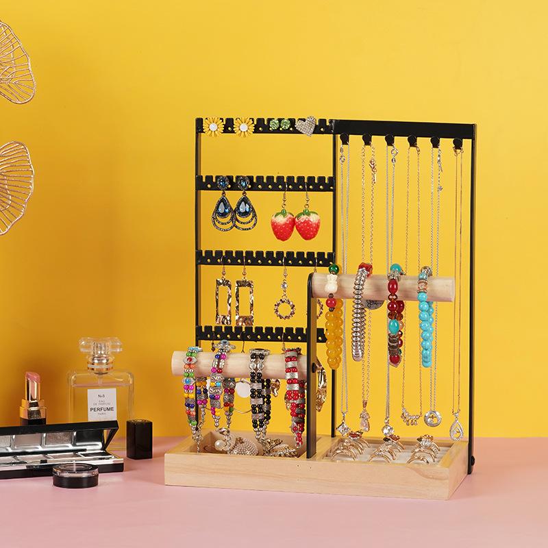 

Новая квадратная стойка для ювелирных изделий для настольных часов, ожерелье, стеллаж для демонстрации ювелирных изделий, серьги, коробка для хранения ювелирных колец 22.5x12x28cm чёрный