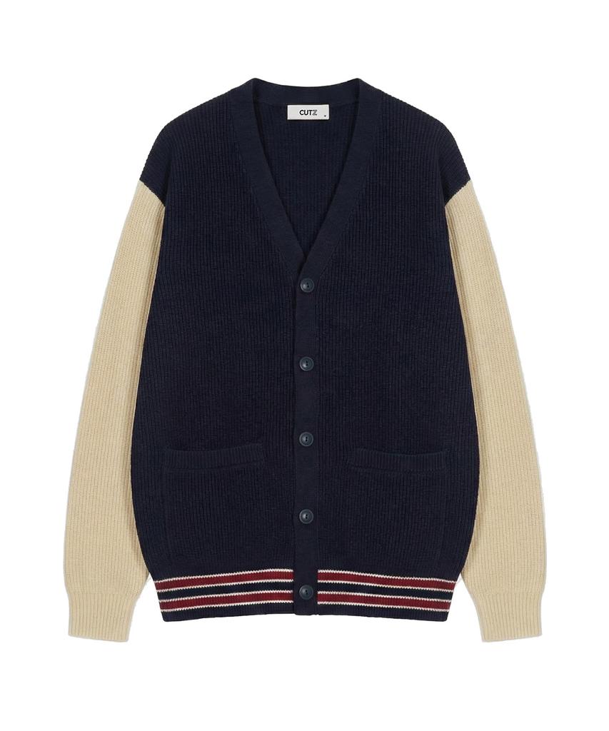 Cutz Color-Block Sleeve Knit Cardigan - 2 Colors