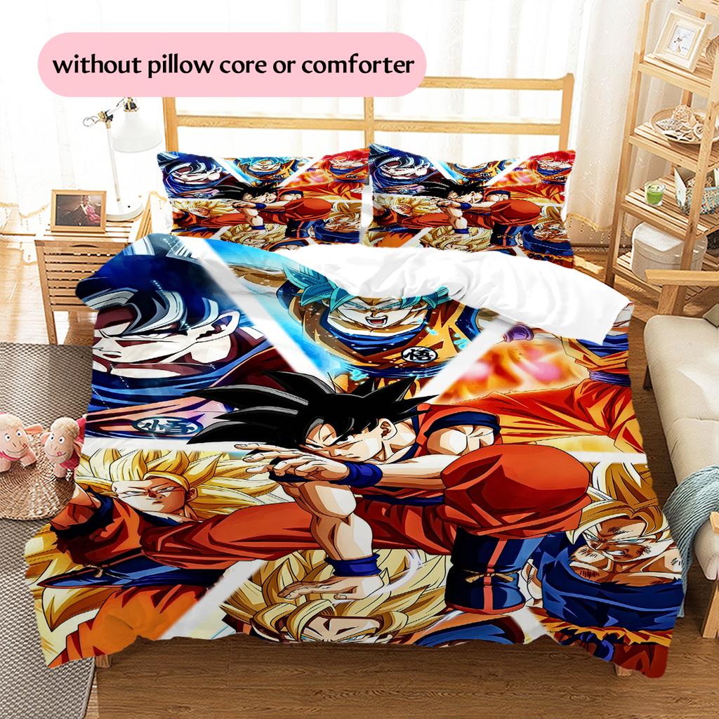 Son Goku Vzor Dragon Ball Povlečení Domácí Dekorace Narozeninový Dárek (1 * povlak na peřinu + 2 * povlak na polštář, bez jádra)