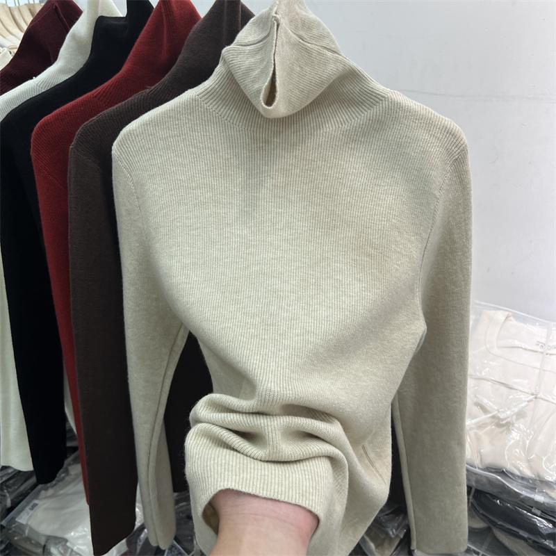 Autumn Winter 2026 Women's Pullover New Solid Color Slim Turtleneck Sweater Warm Soft Knitted Casual Knitted Base Layer Tops 45
