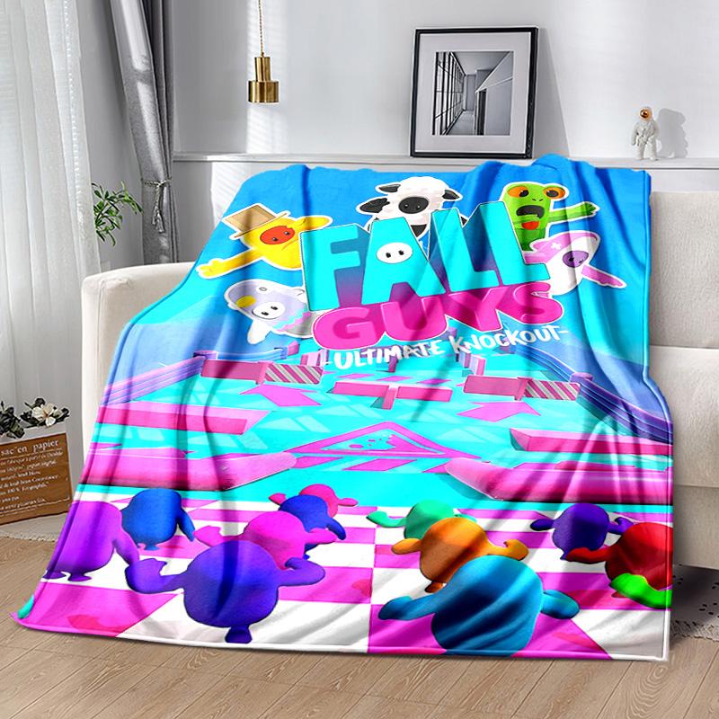 Game Fall guys printed throw blanket—lightweight,soft,warm;versatile blanket all seasons—perfect air-conditioning throw,nap blanket