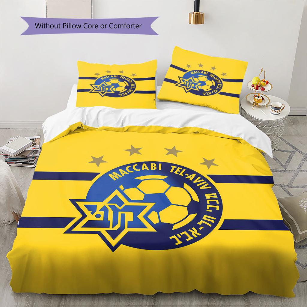 Maccabi Tel Aviv F.C Pattern Bedding,Quilt Set Quilt Cover Pillowcase Home Birthday Gift(1 * duvet cover + 2 * pillowcase, without core)