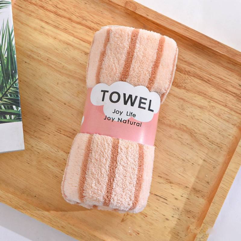 Coral Fleece Towel With Thick Absorbent Stripes For Home Use And Giftgiving