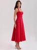 Elegant Retro Red Tie Halter Mid-Length Dress