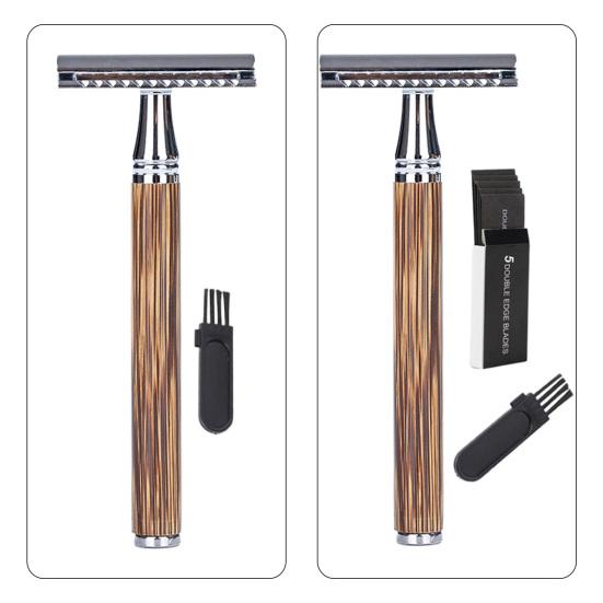 Yousheng Beard Razor Manual Ergonomics Handle Lightweight Reusable Bamboo Handle Eco-Friendly Double Edge Razor for Home Use