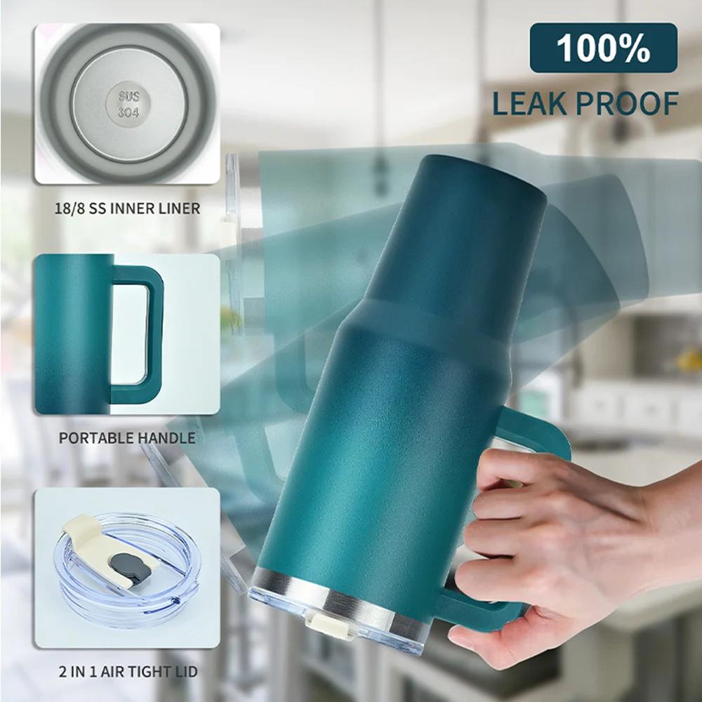 30OZ Stainless Steel Insulated Bottle with Handle, Large Capacity Insulated Cup, Portable Gym Water Bottle, Sports Kettle