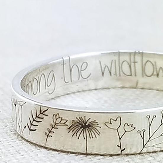 Finger Ring Flowers Lovers Pattern Exquisite Dandelion Lettering Ring for Dating