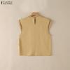 ZANZEA Women Elegant Round Neck Casual Short Sleeve Blouse