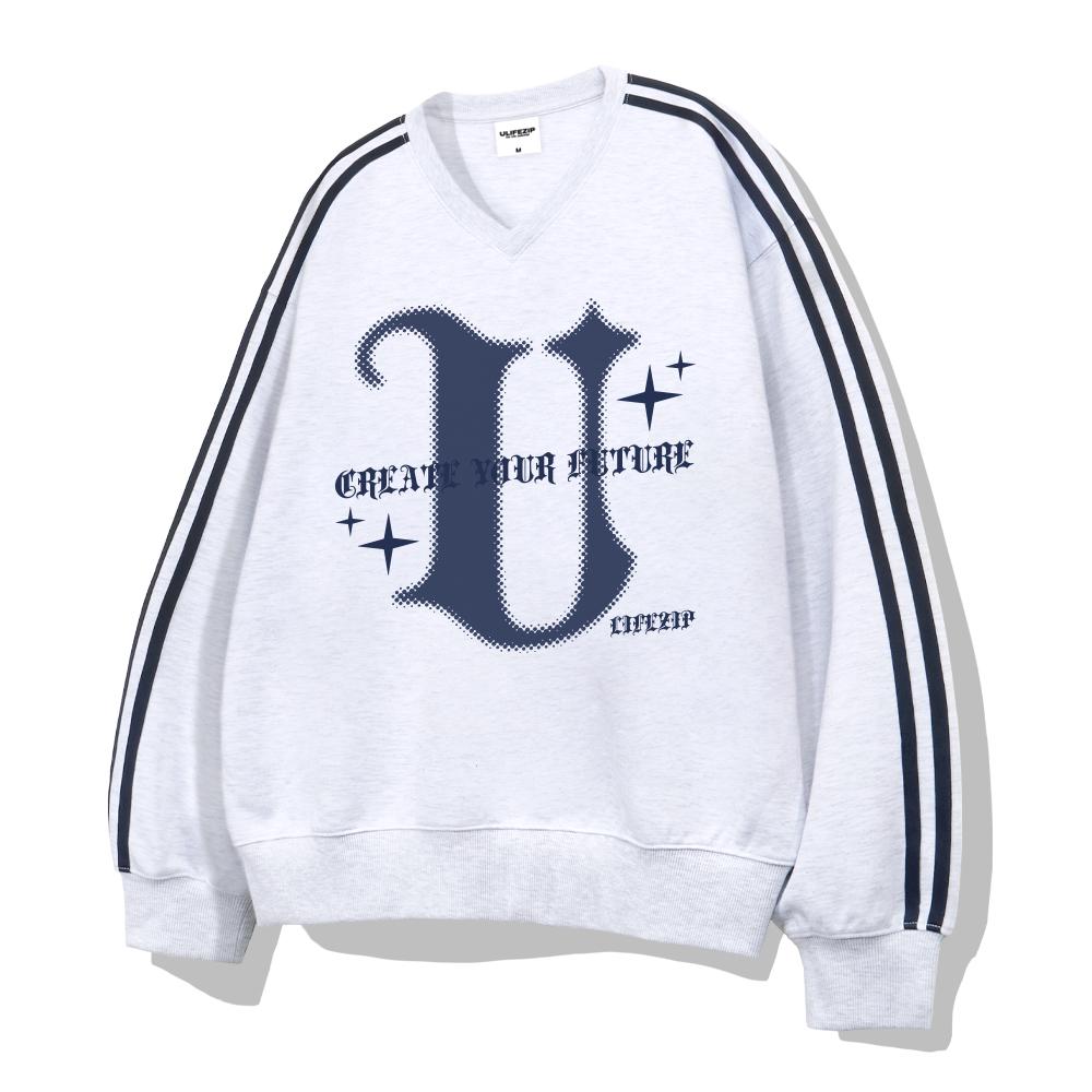 ULIFEZIP U-Hafton Oversized Track V-Neck Sweatshirt 4 Colors [Ulzv_0004]