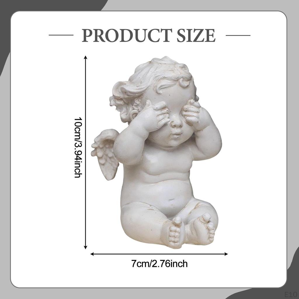 Angel Statue Resin Sculpture Decoration Retro Nordic Style Desktop Ornament for Living Room