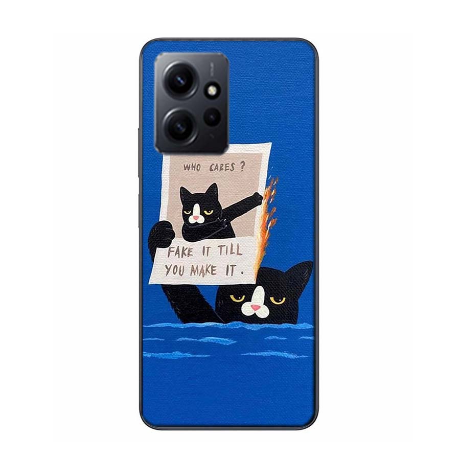 

Cute Cat Funny Wine Art Phone Case For Redmi 12 13C 12C 15C 9 10 10C Note 13 Pro Plus 14 15 Pro 9T 9C 9A TPU Soft Cover Clear Ce Redmi Note 11E Pro
