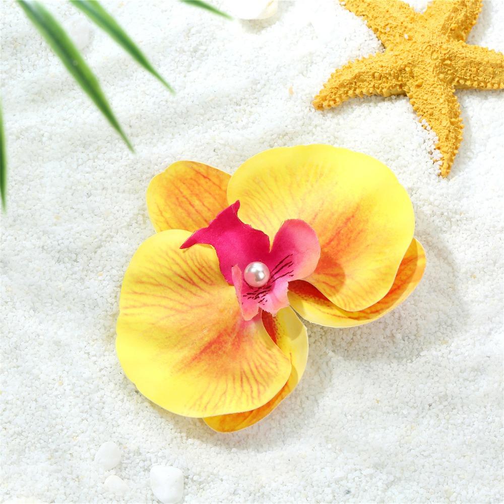 Korean Style Orchid Flower Hairpin Pearl Duckbill Clip Elegant Seaside Vacation Headwear  Daily