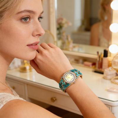 Women Flower Bangle Watch Round Rhinestone Dial Classic Casual Formal Dress Quartz Bangle Wristwatch Fashion Jewelry Accessory