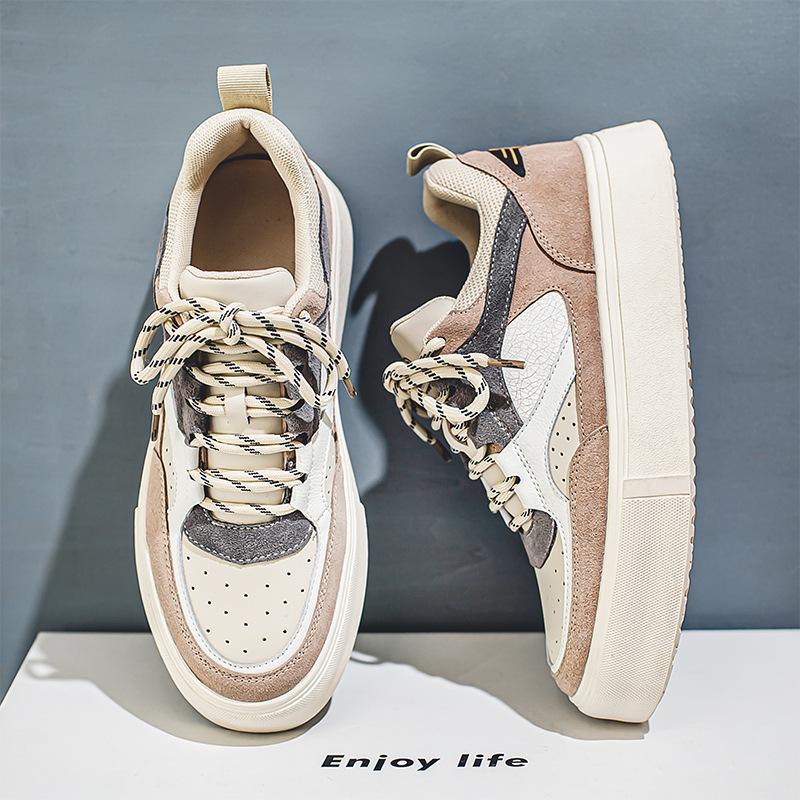 Niche Board Shoes Men's Fashion Leather Low-top Platform Casual Shoes High Street Versatile Trend Shoes