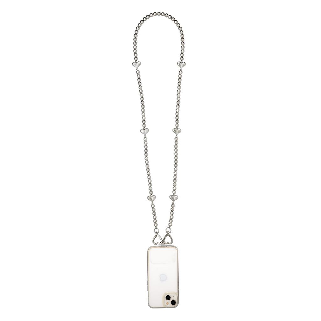 Suncrest Metal Bead Shoulder Heart Silver Strap, iSB-ST67