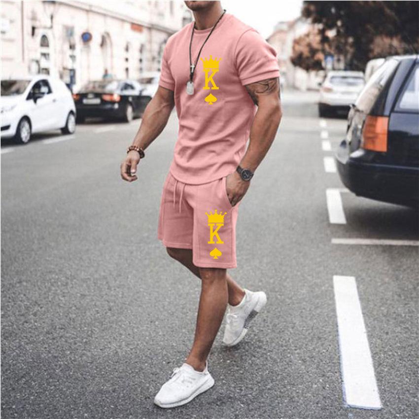 Seturi de tricouri de vară pentru bărbați Litera K 3D Print Trening Tricouri Pantaloni scurți 2 bucăți Fashion Streetwear Costume supradimensionate pentru copii Îmbrăcăminte sport