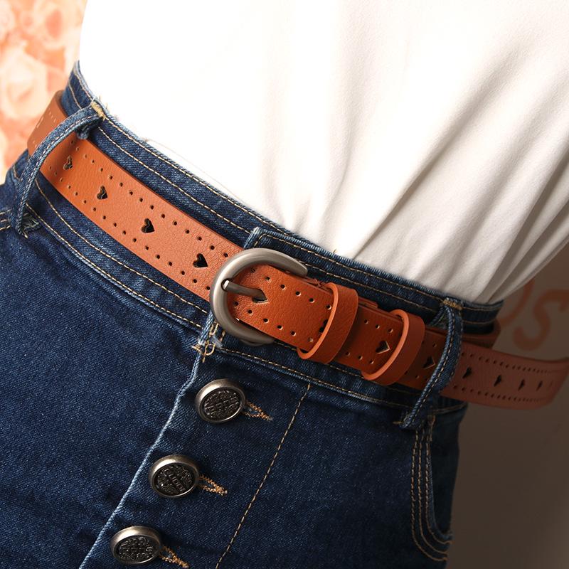Trendy Women's Belt, Fashionable Pin Buckle, Simple and Versatile Women's Personalized Belt, Love Hollow Decorative Belt
