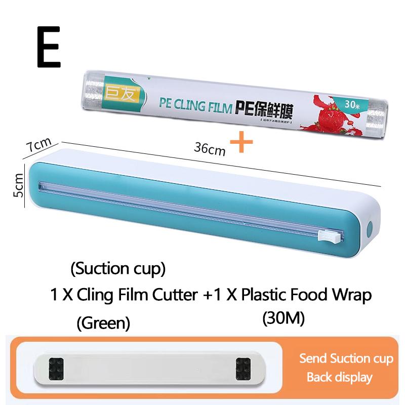 Plastic Wrap Dispenser with Slide Cutter Reusable Food Wrap Cutter Household Cling Film Cutter Refillable Cling Film Dispenser