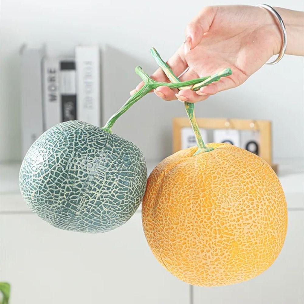 Foam Artificial Cantaloupe Melon Food Model Simulation Fruit Toy Fake Cantaloupe Melon  Home Decor
