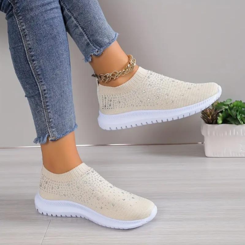 Rimocy Kristall Andningsbara Mesh Sneakerskor för Kvinnor Bekväma Mjuka Sula Ballerinaskor Plus Storlek 43 Halkfria Fritidsskor Kvinna
