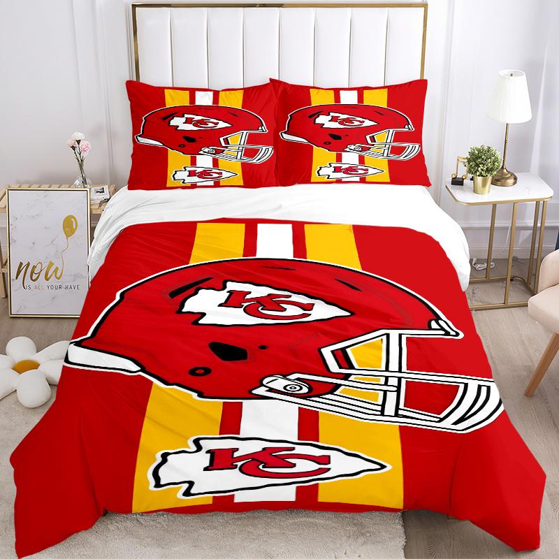3pcs Kansas City Chiefs Helmet & Arrowhead Logo Football Team Spirit Decorative Throw Pillow Cover Set-Perfect for Home Décor, Bedroom, Livi