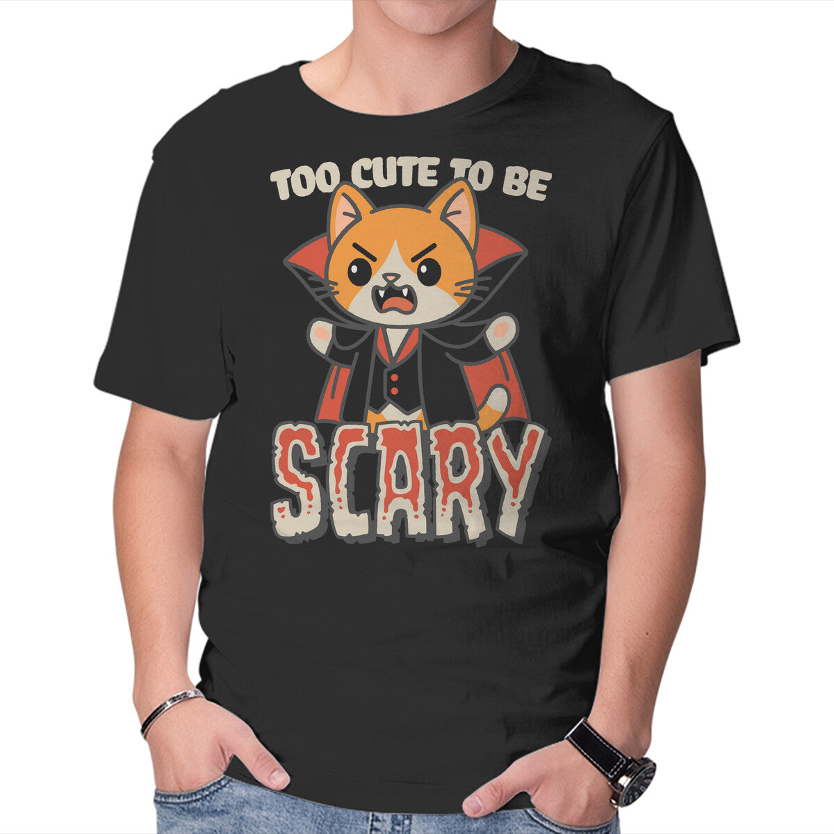 Unisex Crew Neck T-Shirt Too Cute To Be Scary Graphic Short Sleeve Casual Tee XXXXL