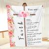 Religious Inspired Textured Throw Blanket with Floral Design, Print Blankets Winter Flannel Blanket