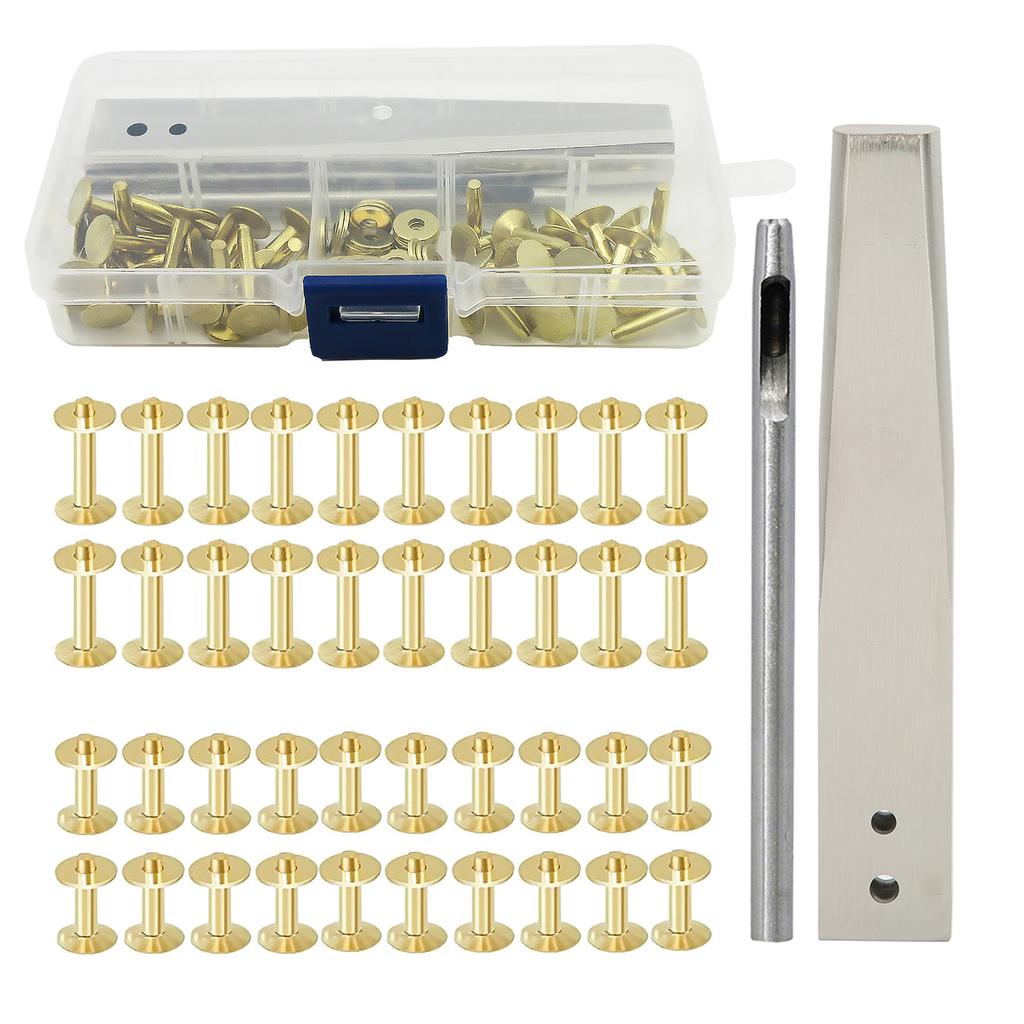 Copper Rivets Burrs Kit Copper Rivets with Setters Rust Proof Studs DIY Leather Craft Tool for
