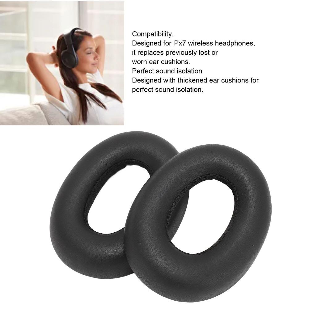 2PCS Black Noise Isolation Ear Cushions for Bowers Wilkins Px7 Wireless Bluetooth Headphones