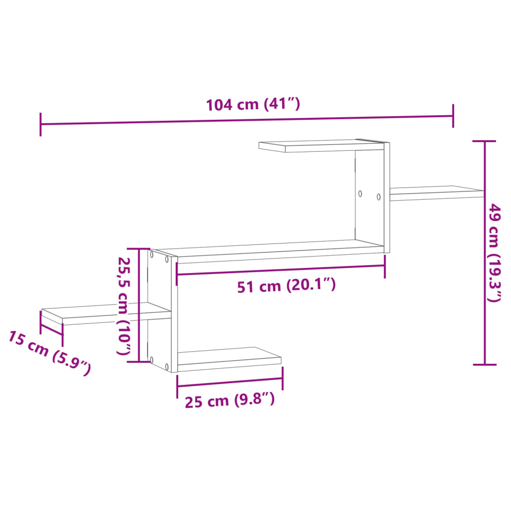 Wall Shelf Concrete Gray 104x15x49 cm Engineered Wood