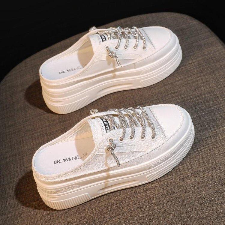 

Fashion Platform Half Slippers Womens Thick Base Increased Height Slimming Effect Womens Shoes Fashionable Versatile Women Casual Shoes 40