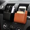 Car Vent Organizer - PU Leather Multi-Functional Air Vent Storage Box with Phone Holder, Compact Dashboard Organizer for Car Interior Accessories