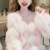 Loose Knit Sweater Women Winter Fluffy Korean Style Diamond Embroidered Casual Clothes
