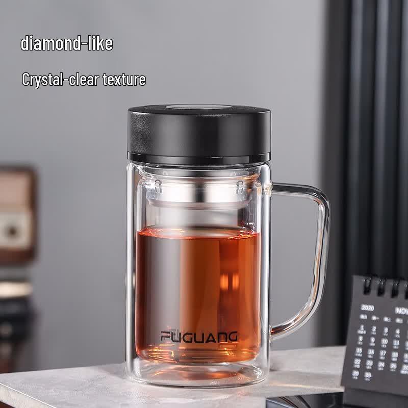 Fuguang Double-Layer Borosilicate Glass Tea Mug with Infuser