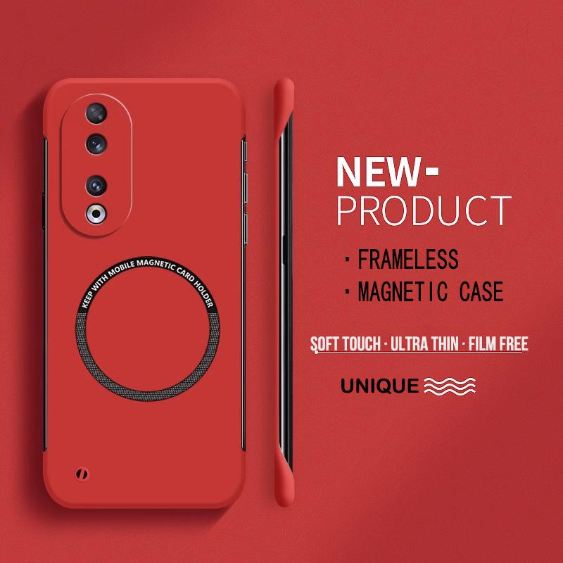 Ultra Thin Hard PC Magnetic Frameless Phone Case For Magsafe Huawei Honor 100 90 80 70 60 50 Pro SE X9A Matte Color Solid Cover