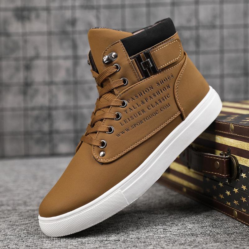 

Мужские 2024 Осень/Зима Корейский Стиль Высокие Ботинки Мартин с Круглым Носком 48 хаки