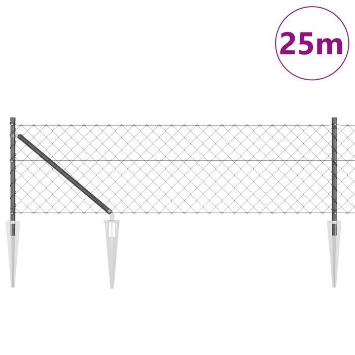 VidaXL Chain Link Fence with 13 Pointed Posts 0.4x25 M Galvanized Steel 3351194