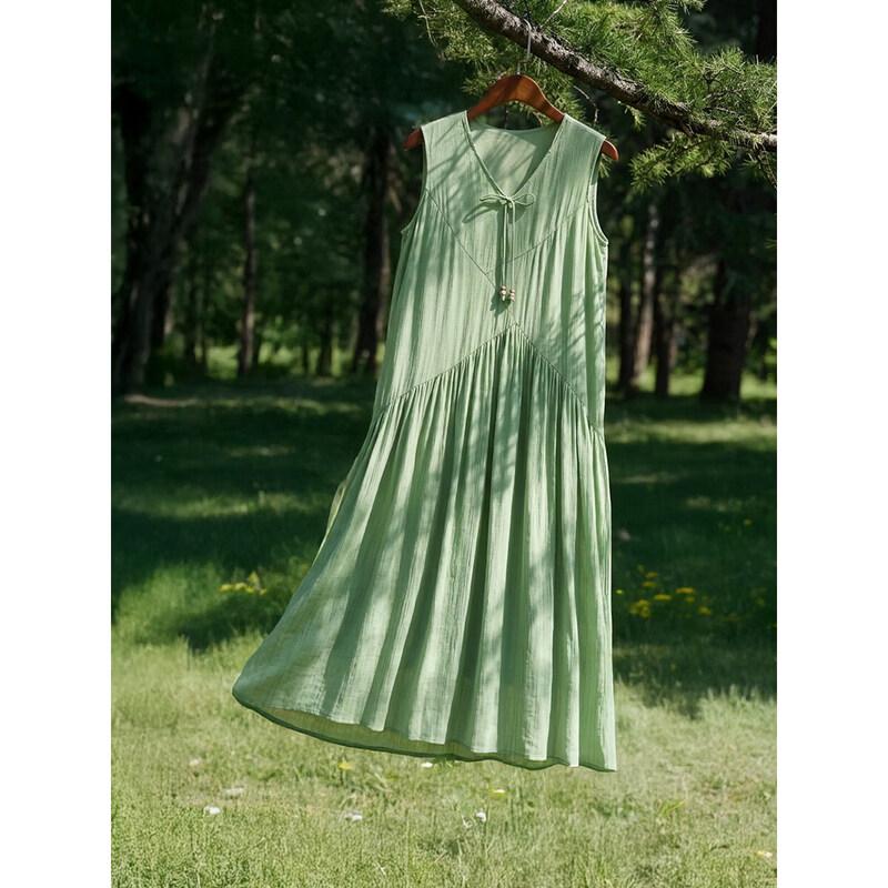 Mohan Yimei V-neck Sleeveless A-line Mid-length Dress
