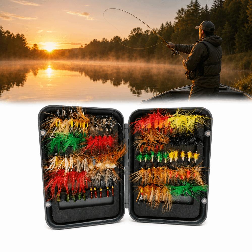 100PCS Handmade Fly Fishing Kit Lightweight Fly Fishing Lures Fly Fishing Flies Kit  Trout Fishing