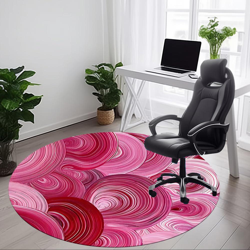 1pc Swirls Circles Office Round Area Rug, Mat Suitable For Office, Under Office Chairs Bedroom Living Room Home Decor, Room Deco