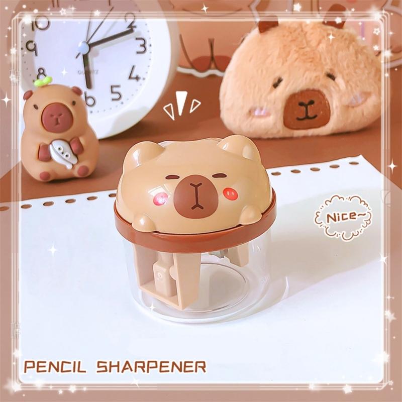 Cartoon Pencil Sharpener Small Manual Sharpener for Various Wood Pencil Double Hole Sharpener for Student Kid Adult