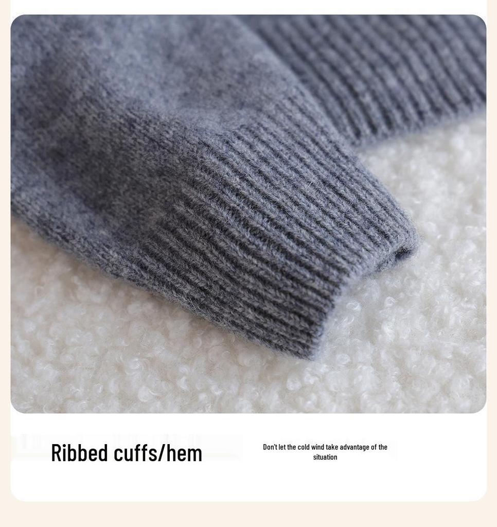 Kinder-Cardigan aus 100% reiner Wolle, gestrickt, mit Cartoon-Motiv, koreanischer Stil, Rundhals-Pullover für Jungen und Mädchen