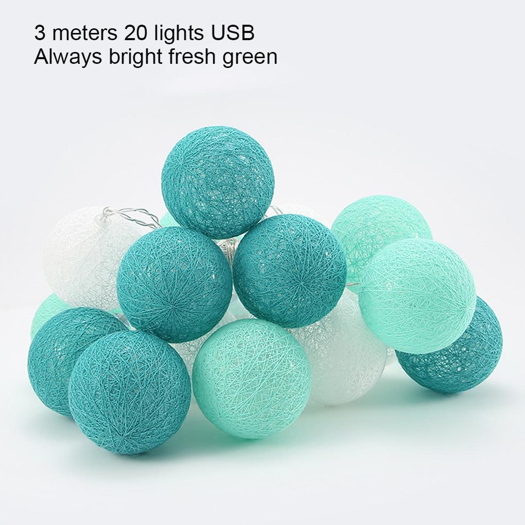 

20 світлодіодних гірлянд з бавовняних кульок, гірлянда з кульок, нитка казкових вогнів usb