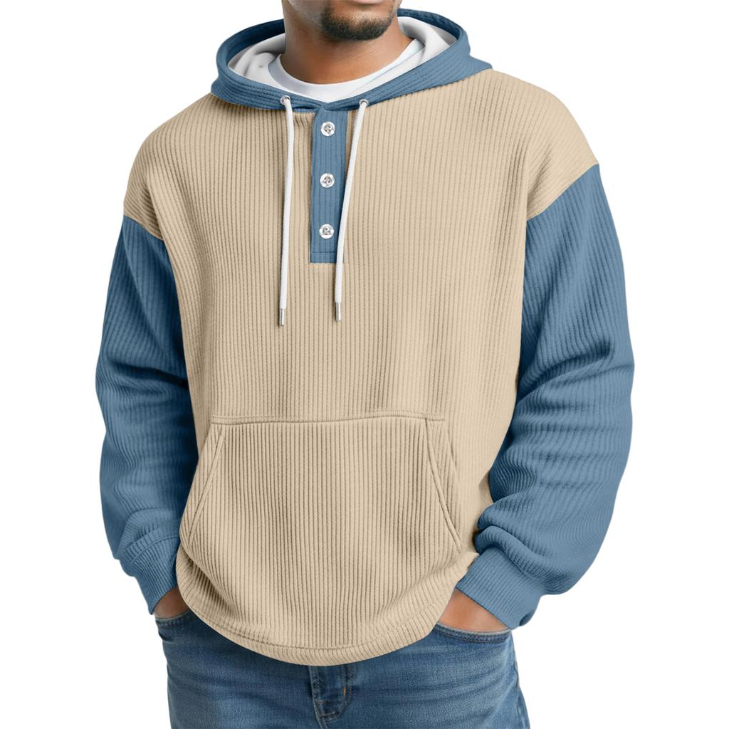 Men's Knit Hooded Sweatshirt Casual Long-Sleeve Sweatshirt