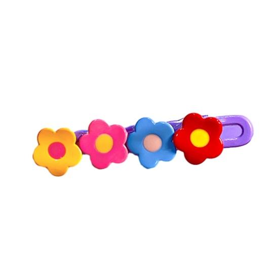 1/4Pcs Girl Hairpins Colorful Flower Decor Hair Clips Side Bang Hair Pins Plastic Material Hair Accessories