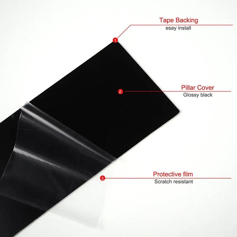 6PCS Glossy Black Pillar Posts Door Window Trim Decoration Stickers Fit For Toyota Fortuner / SW4 2016-    2024